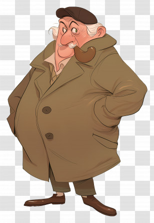 Old Man - Cartoon Old Man In A Coat Transparent PNG