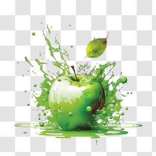 Green Apple - Green Apple With Splash Effect Transparent PNG