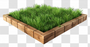 Wooden Deck - Green Grass Bed In Wooden Frame Transparent PNG