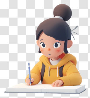 Little Girl Drawing - Girl Writing In A Notebook Transparent PNG