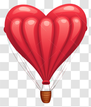 Hot Air Balloon - Romantic Red Heart Balloon Illustration Transparent PNG