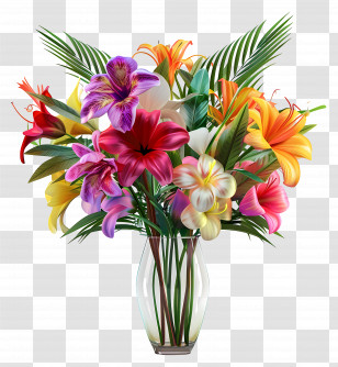 Flowers In Vase - Beautiful Flower Bouquet In A Vase Transparent PNG
