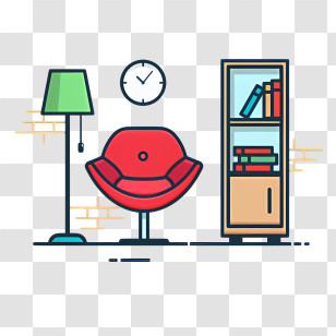 Art Background - Cozy Living Room With Furniture And Bookshelf Transparent PNG