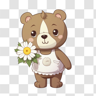 Teddy Bear Day - Cute Teddy Bear Holding A Flower Illustration Transparent PNG