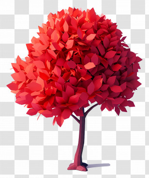 Animated Tree - Red Tree With Lush Leaves Transparent PNG