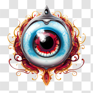 Halloween Eyeball - Ornamental Eyeball With Striking Red Design Transparent PNG