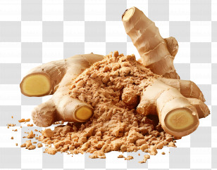 Ginger Powder - Ginger Roots With Powder Illustration Transparent PNG