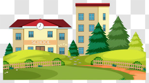 Cartoon School - School Building Illustration Transparent PNG