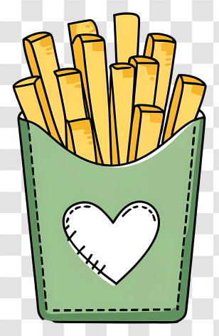 Cartoon - Cartoon French Fries With Heart Design Transparent PNG
