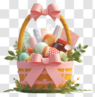 Gift Basket - Festive Gift Basket With Treats And Decorations Transparent PNG