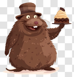 Mole - Cute Groundhog With Cake Transparent PNG