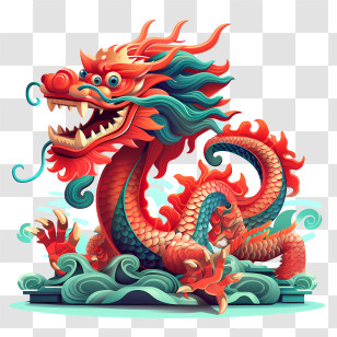 Chinese Cartoon Dragon - Traditional Chinese Dragon Mythical Illustration Transparent PNG