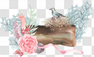 Download Pixel - Pink - Bird Flowers Branch Transparent PNG