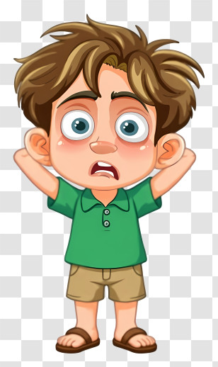 Surprised Little Boy - Shocked Cartoon Boy In Blue Tank Top Transparent PNG
