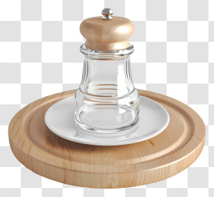 Pepper Shaker - Glass Salt Shaker On Wooden Base Transparent PNG