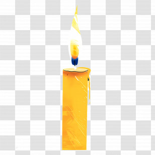Candle - Yellow Candle With Bright Flame Transparent PNG