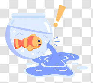 Goldfish - Fishbowl Spilling Water Transparent PNG