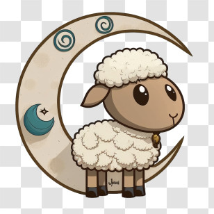Eid Al Adha
 - Cute Lamb On Crescent Moon For Eid Illustration Transparent PNG