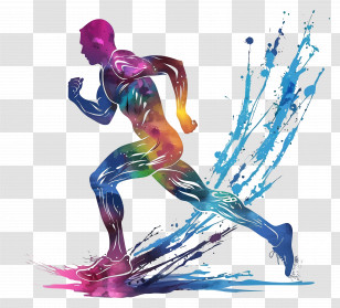 Running Man Silhouette - Dynamic And Colorful Silhouette Of A Running Man Transparent PNG