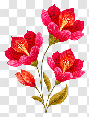 Indian Wedding Flowers - Vibrant Red Floral Illustration Transparent PNG