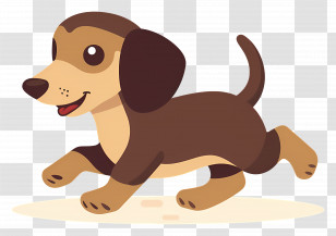 Animated Dog - Happy Cartoon Dachshund Running Transparent PNG