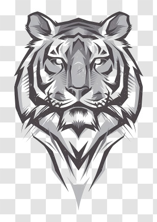 Tiger Logo - Black And White Geometric Tiger Illustration Transparent PNG