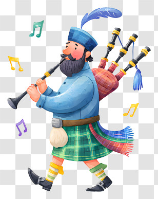 Scottish Bagpiper - Bearded Bagpiper In Kilt Transparent PNG