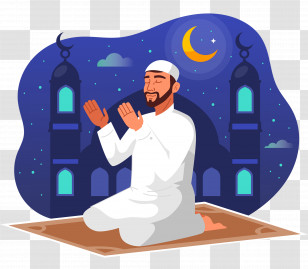 Eid Ul Adha - Man Praying At Night Transparent PNG