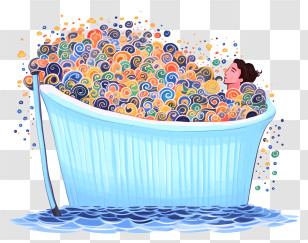 Woman In A Bathtub - Relaxing Bathtub With Colorful Bubbles Transparent PNG