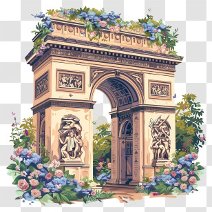 Arc De Triomphe - Arc De Triomphe With Flowers Transparent PNG