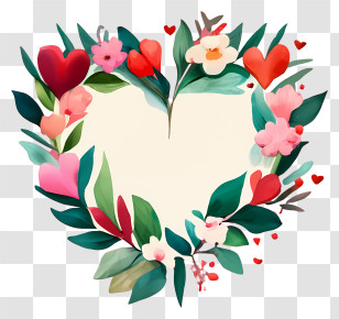 Cartoon - Heart-Shaped Floral Arrangement For Love Transparent PNG