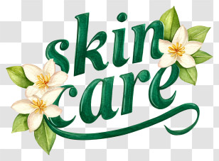 Skin Care Logo - Green Skincare Floral Lettering Transparent PNG
