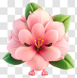 3d Cartoon Flowers - Angry Pink Flower Cartoon Transparent PNG