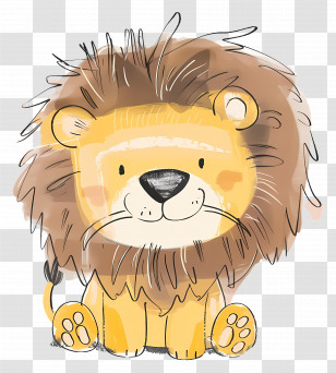 Doodle Lion - Cute Doodle Lion Illustration Transparent PNG