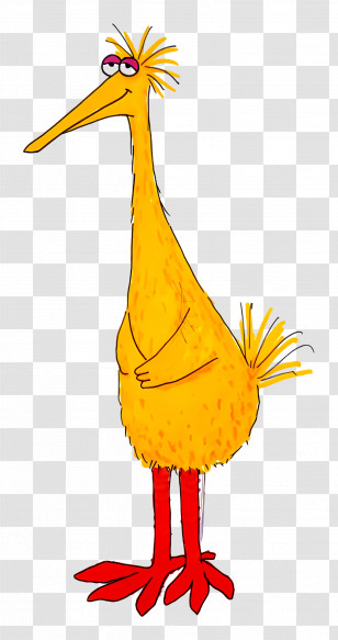 Big Bird - Yellow Cartoon Bird With Playful Expression Transparent PNG
