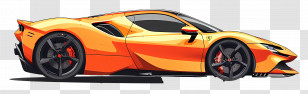 Car - Sleek Orange Sports Car Illustration Transparent PNG