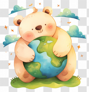 Bear Hugging Earth - Bear Hugging Planet Earth For Earth Day Transparent PNG