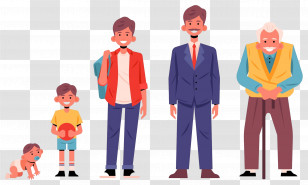 Human Life Cycle - Illustration Of Life Stages From Baby To Elderly Transparent PNG