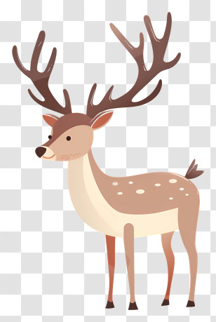 Reindeer - Cute Cartoon Deer With Large Antlers Transparent PNG