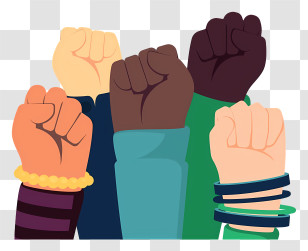 Solidarity - Diverse Raised Fists For Justice And Unity Transparent PNG
