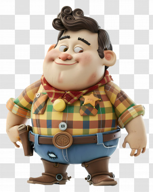 3d Cartoon - Cartoon Cowboy Character In Plaid Shirt Transparent PNG