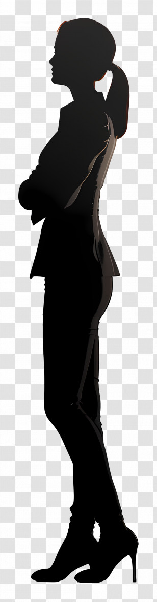 Standing Woman Silhouette - Silhouette Of A Standing Woman Transparent PNG