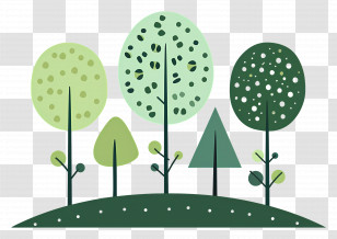 Tree Minimalist - Illustration Of Cartoon Green Trees Transparent PNG