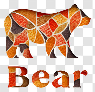 Bear Logo - Mosaic Bear Silhouette With 'Bear' Text Transparent PNG