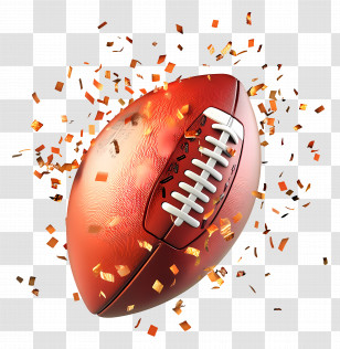 Super Bowl - Football With Confetti Transparent PNG