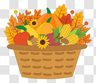 Harvest Basket Arrangement - Autumn Harvest Basket Illustration Transparent PNG