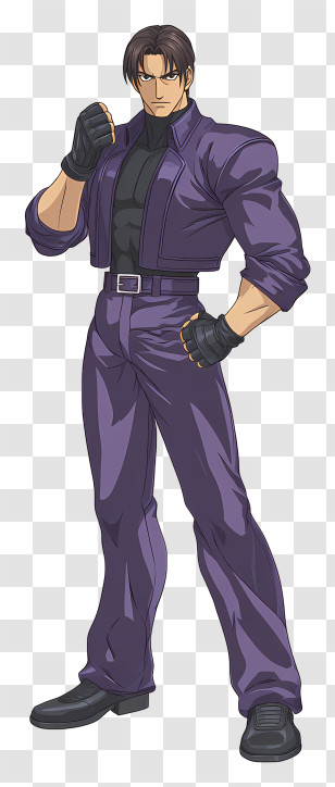 Muscular Anime Man - Cool Man In Purple Jacket Transparent PNG