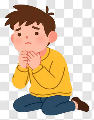 Sad Person Thinking - Person In Yellow Sweater Kneeling Transparent PNG