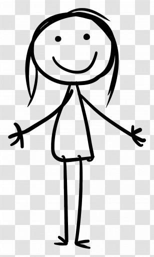 Girl Stick Figure - Stick Figure Girl Illustration Transparent PNG