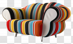 Sofa - Colorful Striped Sofa For Living Room Transparent PNG